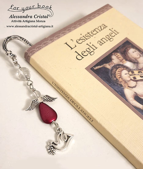 segnalibro in metallo con ciondolo colomba e angelo, regalo ringraziamento catechiste e sacerdoti per Cresima