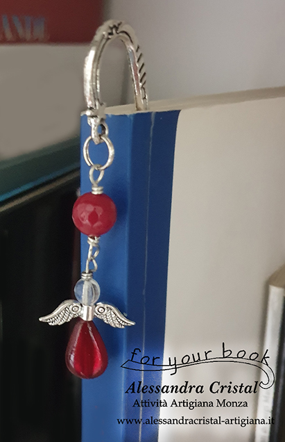 segnalibro regalo catechista con ciondolo angelo rosso